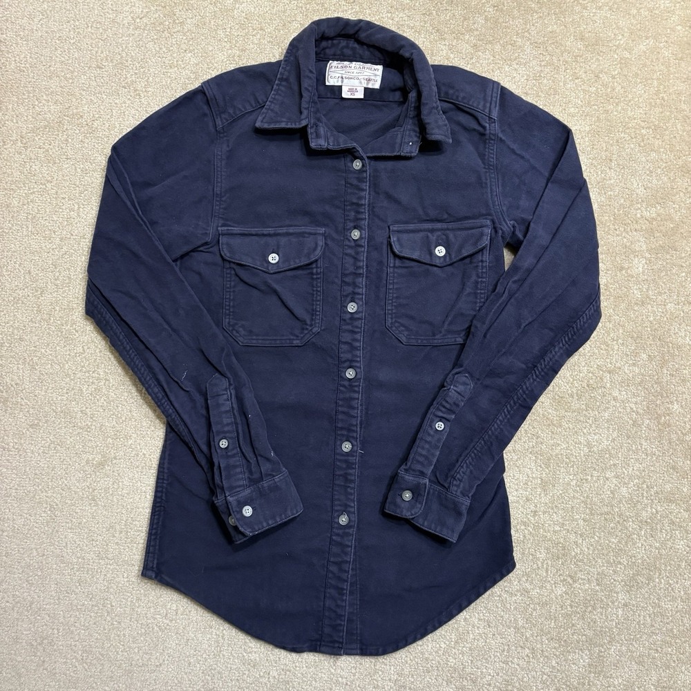 CC Filson Shirt Men's XS Legion Blue Flannel Cotton Hunting